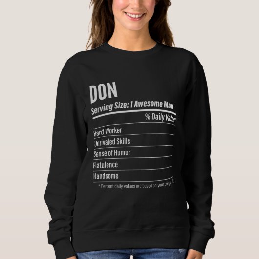 Sweatshirt Don  Nutritional Facts Serving Size Calories (Devant)