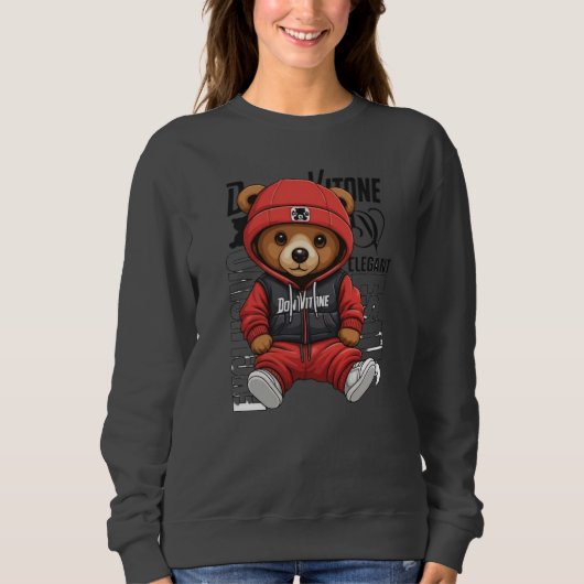 Sweatshirt Don Vitone – Red Teddy King Vitotone Bear – Red El (Devant)