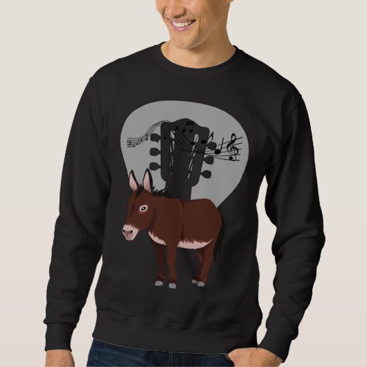 Sweatshirt Donkey Acustic Guitar and Music Notes Powerful Ani (Devant)