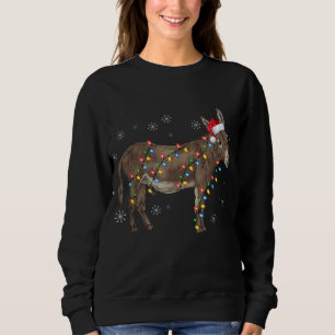Sweatshirt Donkey Christmas Sweater Lights Santa Xmas