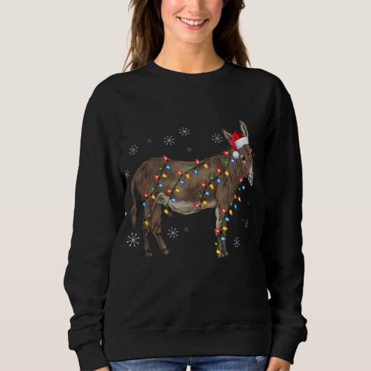 Sweatshirt Donkey Christmas Sweater Lights Santa Xmas (Devant)