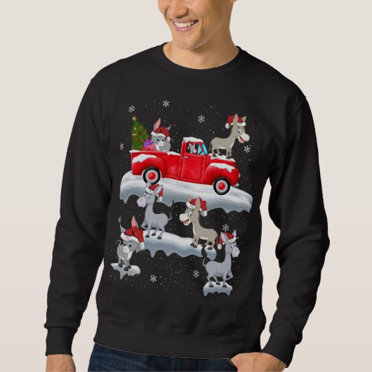 Sweatshirt Donkey Driving Christmas Tree Camion rouge Donkey  (Devant)