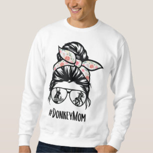 Sweatshirt Donkey Mom Messy Bun Life Lunettes de cheveux pour