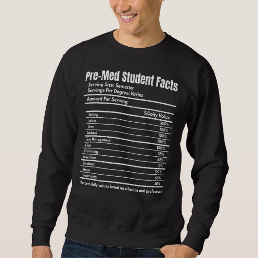 Sweatshirt Données sur l'étudiant en pré-médecine Graphique d (Devant)
