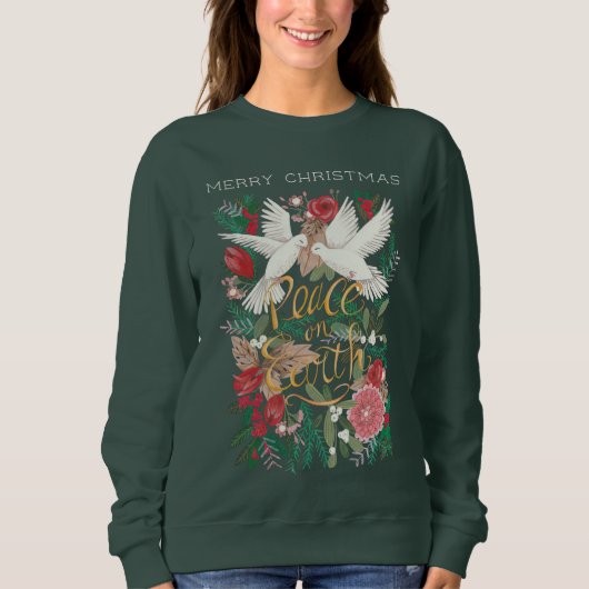 Sweatshirt Doses paix sur terre vert fleuri (Devant)