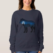 Sweatshirt Double exposition Wolf Silhouette Lune et étoile (Devant)