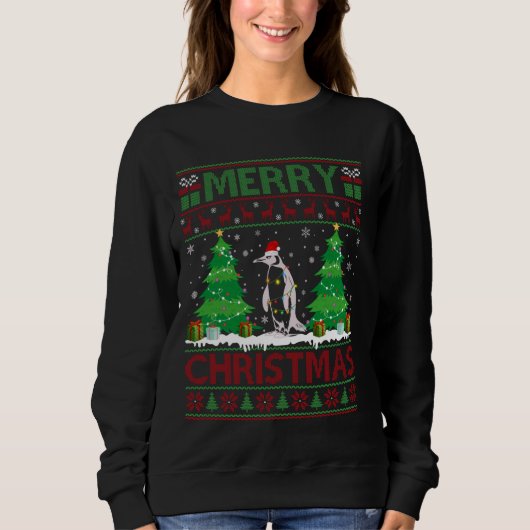 Sweatshirt Doux moche Arbre de Noël Éclairage Pingouin moche (Devant)
