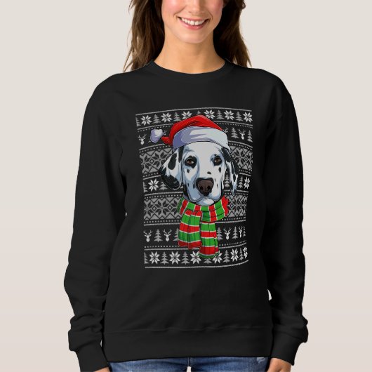 Sweatshirt Doux moche Noël Dalmatie Chien Tête de Noël Dal (Devant)
