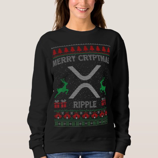 Sweatshirt Doux moche Ripple Xrp Coin Joyeux Cryptmas Christ (Devant)