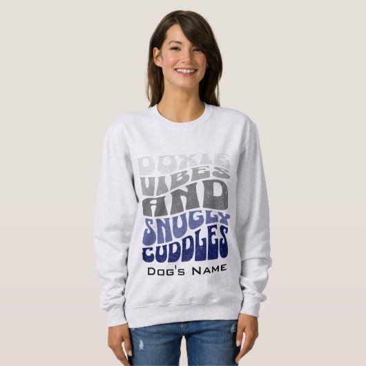 Sweatshirt Doxie Vibes Cute Blue Grey Dachshund Lover Retro (Devant entier)