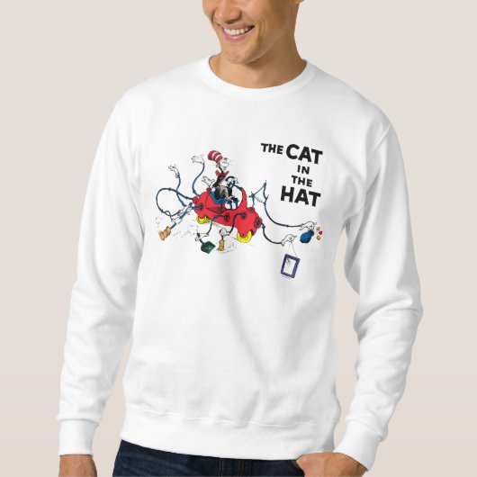 Sweatshirt Dr Seuss | Chat dans le Casquette nettoie vers le  (Devant)