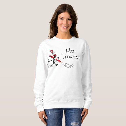 Sweatshirt Dr Seuss | Chat dans le nom écrit du Casquette (Devant entier)