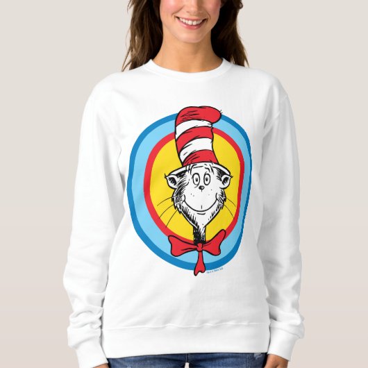 Sweatshirt Dr. Seuss | Graphisme de tête de chat dans le chap (Devant)
