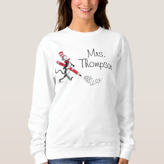 Sweatshirt Dr. Seuss | Le Chat dans le Chapeau Nom Écrit (Devant)
