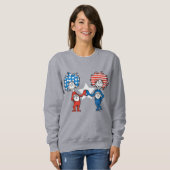 Sweatshirt Dr Seuss | Une chose Deux graphiques patriotiques (Devant entier)