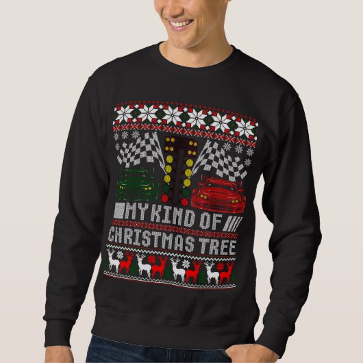 Sweatshirt Drag Racing Christmas Tree Race Car laide pull (Devant)