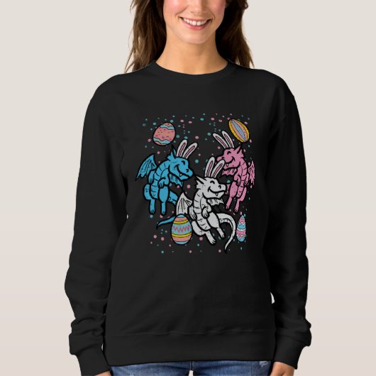 Sweatshirt Dragon Bunnies Easter Eggs  Men Women Kids Teens Y (Devant)