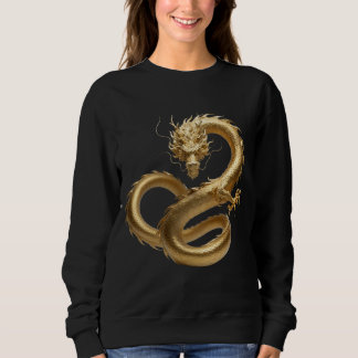 Sweatshirt Dragon Chinois Doré Art | Créature Fantastique Myt