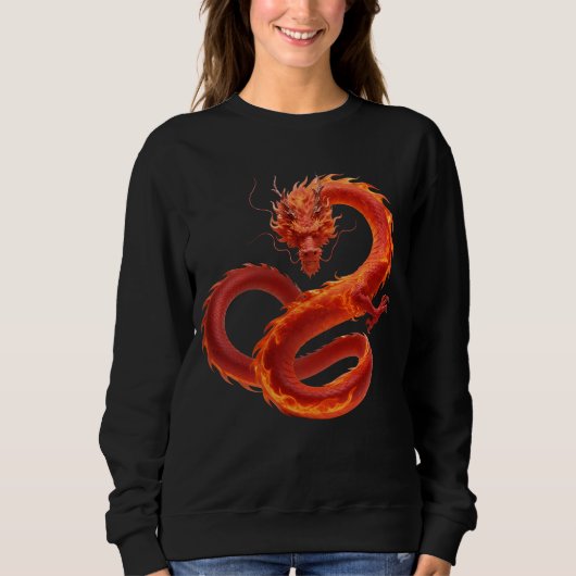 Sweatshirt Dragon de Feu Rouge Art | Conception de Dragon de (Devant)