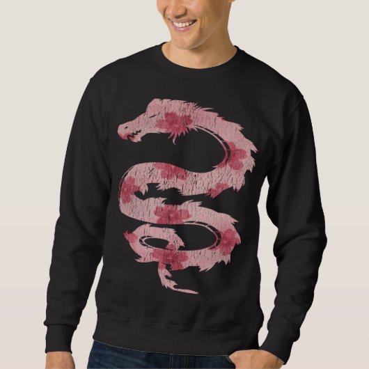 Sweatshirt Dragon Japanese Cherry Blossom Flower Vintage Wome (Devant)