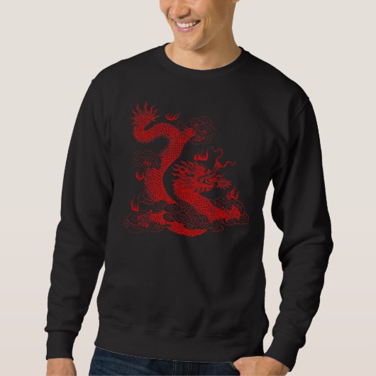 Sweatshirt Dragon Rouge À Fierce Avec Des Ailes Araignées Et (Devant)