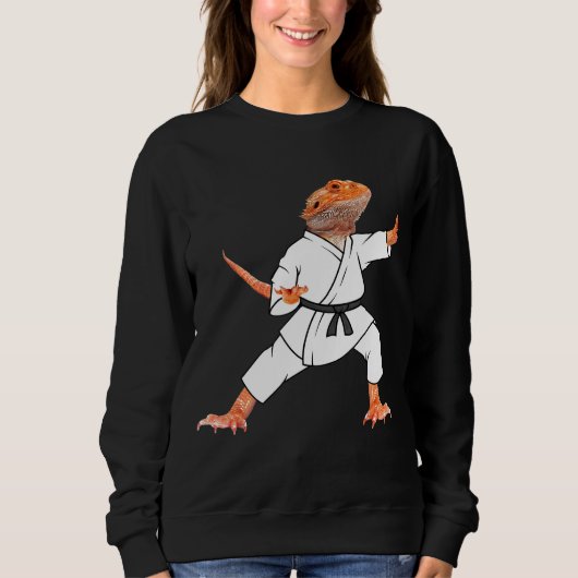 Sweatshirt Dragons à poils faisant du karaté Samurai Ninja Li (Devant)