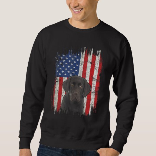 Sweatshirt Drapeau américain 4 juillet Labrador Choco patriot (Devant)