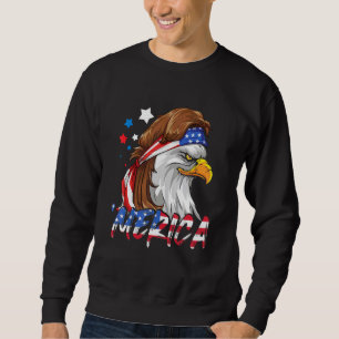 Sweatshirt Drapeau américain 4 juillet Merica Eagle Mullet