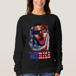 Sweatshirt Drapeau américain 4 juillet Pitbull Papa Chien