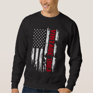 Sweatshirt Drapeau américain année de naissance 1983 pour ann
