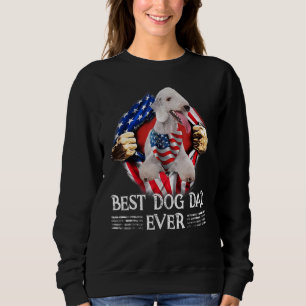 Sweatshirt Drapeau américain Best Dog Papa Ever Bedlington Te