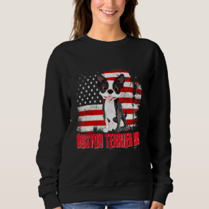 Sweatshirt Drapeau américain Boston Terrier Papa 4 juillet Ch