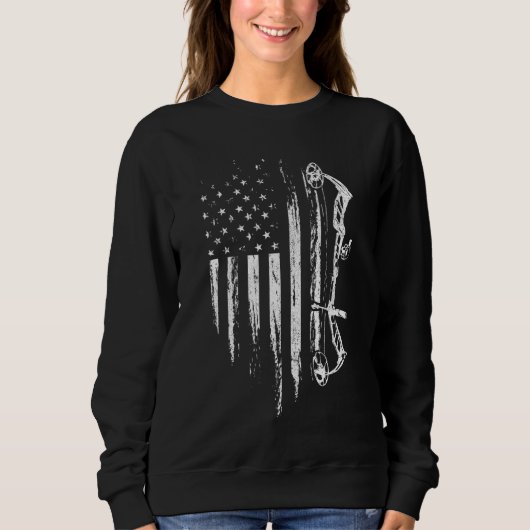 Sweatshirt Drapeau Américain Bowhuning Bow Archery Cadeau Pou (Devant)