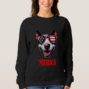 Sweatshirt Drapeau américain Bull Terrier Merica 4 juillet