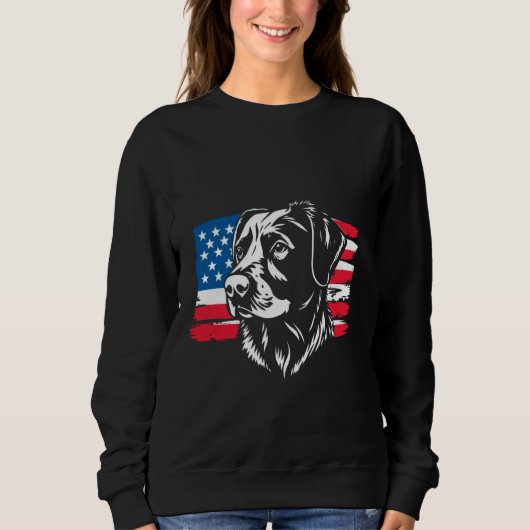 Sweatshirt Drapeau américain chien (Devant)