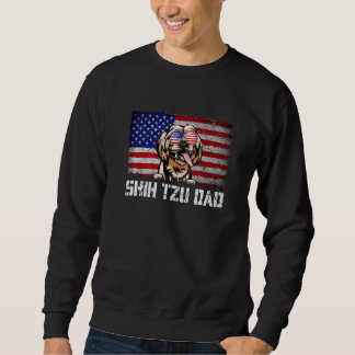 Sweatshirt Drapeau Américain Chih Tzu Papa Drapeau Patriotiqu