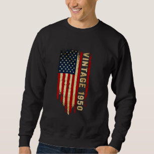 Sweatshirt Drapeau américain de 75 ans Vintage 1950 75e naiss