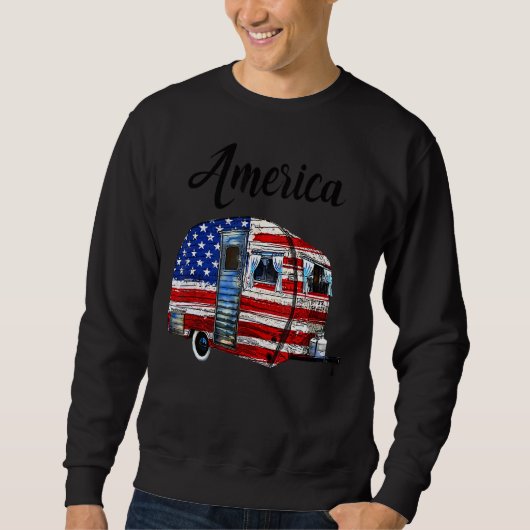 Sweatshirt Drapeau américain de camping à l'extérieur (Devant)