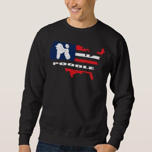 Sweatshirt Drapeau américain de caniche (Devant)