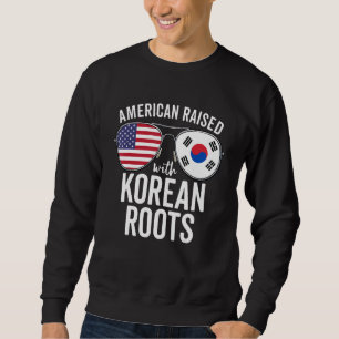 Sweatshirt Drapeau Américain De Racines Coréennes