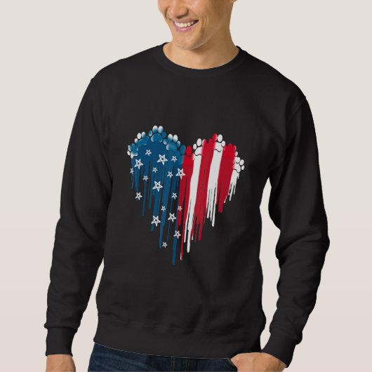 Sweatshirt Drapeau américain Dog Paw (Devant)