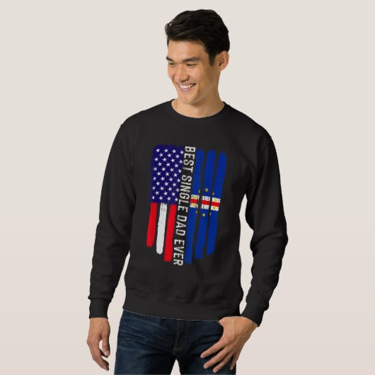 Sweatshirt Drapeau Américain & Drapeau Cabo Vert Meilleur Pèr (Devant entier)