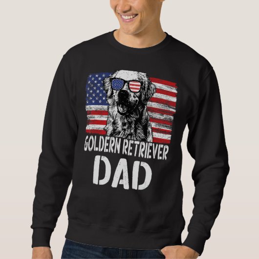 Sweatshirt Drapeau américain Drapeau d'or Retriever Papa Chie (Devant)
