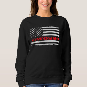 Sweatshirt Drapeau américain du Michigan Owosso USA Souvenir