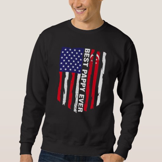 Sweatshirt Drapeau américain et drapeau de Singapour meilleur (Devant)