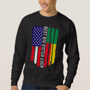 Sweatshirt Drapeau Américain Et Drapeau Du Bénin Meilleur Feu