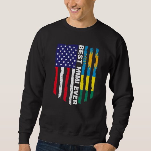 Sweatshirt Drapeau américain et drapeau rwandais meilleur Mim (Devant)