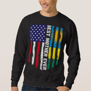 Sweatshirt Drapeau américain et drapeau rwandais Meilleure mè