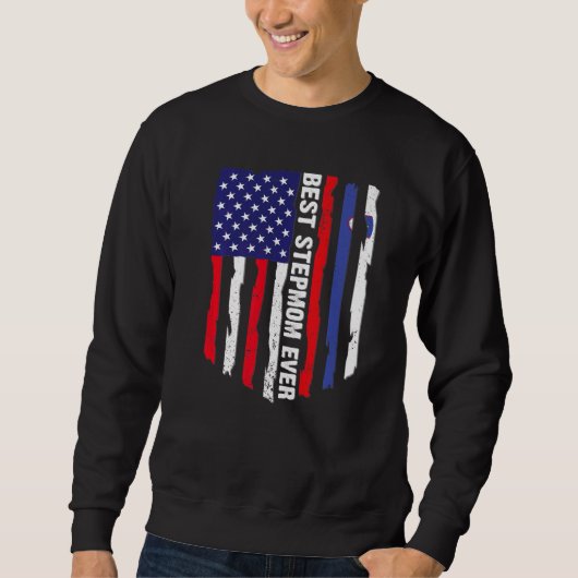 Sweatshirt Drapeau américain et drapeau slovène Meilleur Step (Devant)