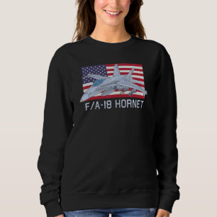Sweatshirt Drapeau américain Fa 18 Hornet Jet Fighter Plane